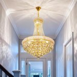 Lustre en cristal moderne - suspension luminaire salon cristal rond dor�e pour chambre salle � manger ...