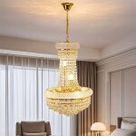 Lustre en cristal moderne - suspension luminaire salon cristal rond dor�e pour chambre salle � manger ...