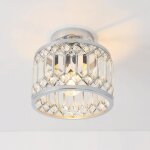 Lustre en cristal moderne - svatv - e27 - �205 mm - argent - cristal et m�tal - montage au plafond - ...