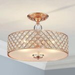 Lustre en cristal moderne - svatv - semi encastr� - d39xh28 cm - or rose - cristaux multiples facettes ...