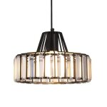 Lustre en cristal noir moderne chapeau rond k9 lustre en cristal luminaire de plafond rglable de ferme ...