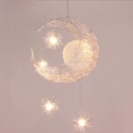 Lustre - aluminium - lune etoile - 40 x 110 cm - noir - 5 ampoules g4