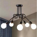 Lustre en fer forg 5 ttes - fusion - plafonnier industriel en fer noir - diamtre 70cm - hauteur 40cm ...