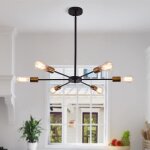 Lustre ganeed - lustres spoutnik industriels à 6 ampoules e27 - or noir - métal - tiges réglables - pour ... Lustre ganeed - lustres spoutnik industriels à 6 ampoules e27 - or noir - métal - tiges réglables - pour ...