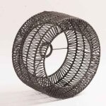 Lustre japonais en papier tress� noir - design zen pour int�rieur caf� ou restaurant 23x23x10 cm suspension ...