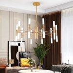 Lustre  led - non spcifi - sputnik - 20 lumires - verre dor - d68xh53cm
