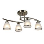 Lustre - sodimpex - 4 branches - coloris laiton - diamtre 55 cm - verre blanc avec cerclage