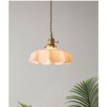 Lustre moderne - abat - jour en verre forme de p�tale rose douille en laiton e27 lustre romantique pour ...