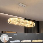 Lustre moderne en cristal ovale à 3 couleurs ajustables pour le salon la salle à manger et la chambre ... Lustre moderne en cristal ovale à 3 couleurs ajustables pour le salon la salle à manger et la chambre ...