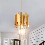 Lustre suspendu led - dor - d17xh33cm - aluminium - cristal capiz - e27