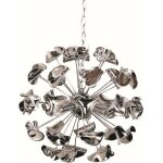 Lustre suspension - design - boule - mtal chrom - 4 lumires - compatible led