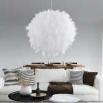 Lustre suspension boule en plumes style simple personnalit dcoration de chambre 30cm blanc