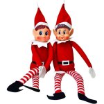 Lutin farceur de no�l articul� farceur de noel lot de 2 elfes garcon & fille en peluche elfie (gar�on) ...