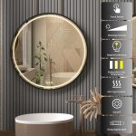 Luvodi miroir led pour salle de bain miroir rond mural lumineux avec eclairage integre anti - bue interrupteu ...
