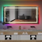 Luvodi miroir salle de bain lumineux mural led rgb avec eclairage integre anti buee miroir mural rectangulaire ...