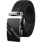 Ceinture - luxe - noir - cuir de vachette - boucle automatique - style chic