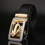 Luxe homme ceinture en cuir mtal de boucle automatique business officiel noir