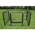 Luxe parc enclos acier 125l x 80l x 70h cm 4 panneaux et 1 porte pour chiens noir neuf 07