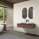 Meuble de salle de bain double vasque 120cm bois fonc avec miroir led lb - 1006 - luxurybain