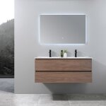 Luxurybain - meuble de salle de bain double vasque 120cm bois foncé avec miroir led lb - 8331 Luxurybain - meuble de salle de bain double vasque 120cm bois foncé avec miroir led lb - 8331