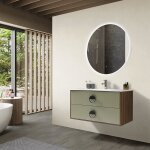 Luxurybain - meuble de salle de bain simple vasque 100cm bois et vert avec miroir led lb - 1002 - 100 ...