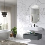 Meuble de salle de bain simple vasque 80cm en corian blanc - luxury bain