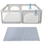 Lvhcmfohm parc pour b�b� modulable - grand parc pour enfants avec porte zipp�e et tapis - 150x150x68 ...