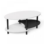 Lvhcmfohm table basse ovale en bois - table de salon avec 3 �tag�res - design minimaliste - 90x50x42 ...