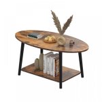 Lvhcmfohm table basse ovale � double niveau - table de salon en bois - design moderne - 100x53x45 cm ...