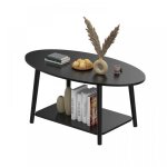 Lvhcmfohm table basse ovale � double niveau - table de salon en bois - design moderne - 100x53x45 cm ...