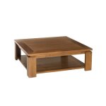 Macabane ayan - table basse carre marron sous plateau 90x90cm bois teck