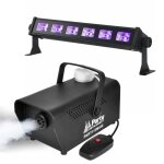 Machine  fumee 400w + 1 barre a led uv jeux de lumires soire fluo garantie pa dj led mix sono bar ...