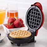 Machine à gaufres automatique - marque - rouge - 350w - gaufres individuelles paninis crêpes fromage Machine à gaufres automatique - marque - rouge - 350w - gaufres individuelles paninis crêpes fromage