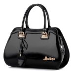 Madame cuir verni classique coquille sac � main �l�gant sac � bandouli�re grand sac � main(noir)