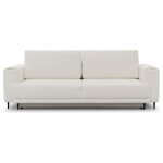 Maddie - canapé droit 3 places convertible avec coffre en tissu bouclette - blanc Maddie - canapé droit 3 places convertible avec coffre en tissu bouclette - blanc