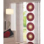 Madecostore panneau japonais tamisant motifs cercles rouges - blanc + motif - l45 x h260cm