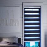 Madecostore store enrouleur jour nuit blanc et noir occultant - noir - l64 x h160cm Madecostore store enrouleur jour nuit blanc et noir occultant - noir - l64 x h160cm
