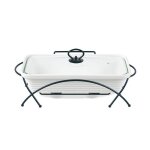 Maestro - chauffe - plat en c�ramique rectangulaire blanc capacit� 17 l avec grille et couvercle avec ...