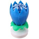 Magique bougie � musique forme lotus fleur rotatif joyeux anniversaire non - toxique f�te jetable bleu ...