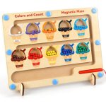 Magnetic color and number mazemontessori fine motor toys for boys girls 3 4 5 years oldwooden counting ...