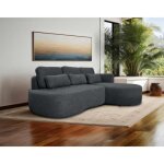 Mahina - canap d'angle droit - 4 places - convertible avec coffre - en tissu bouclette - gris fonc