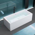 Mai & mai baignoire lot acrylique blanc rectangulaire 180x80x58cm avec trop plein v509oa