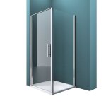 Mai & mai cabine de douche en angle 100x80 paroi de douche avec porte pivotante verre transparent avec ...