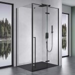 Mai & mai cabine de douche noir en angle 90x120cm paroi de douche avec porte pivotante pare douche rectangulai ... Mai & mai cabine de douche noir en angle 90x120cm paroi de douche avec porte pivotante pare douche rectangulai ...