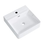 Mai & mai lavabo suspendu vasque  poser blanc 42cm vier lave mains salle de bain avec trop - plein ...