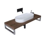 Mai & mai meuble sous vasque marron bois 50x120cm plan de travail pour salle de bain avec �querres en ...