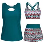 Maillot de bain femme 3 pi�cesmaillot de bain femme shorty bikinis athl�tique mode imprim� floral - bleu ...