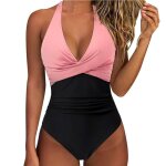 Maillot de bain femmemaillot de bain 1 piece femme wrap dos nu crois� modeavec bonnets int�gr�s - rose ...
