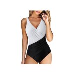 Maillot de bain une pi�ce - col en v gainant - effet amincissant taille - dos nu en u - bretelles r�glables ...