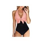 Maillot de bain une pi�ce - gainant push - up - effet ventre plat - d�collet� en v - dos nu r�glable